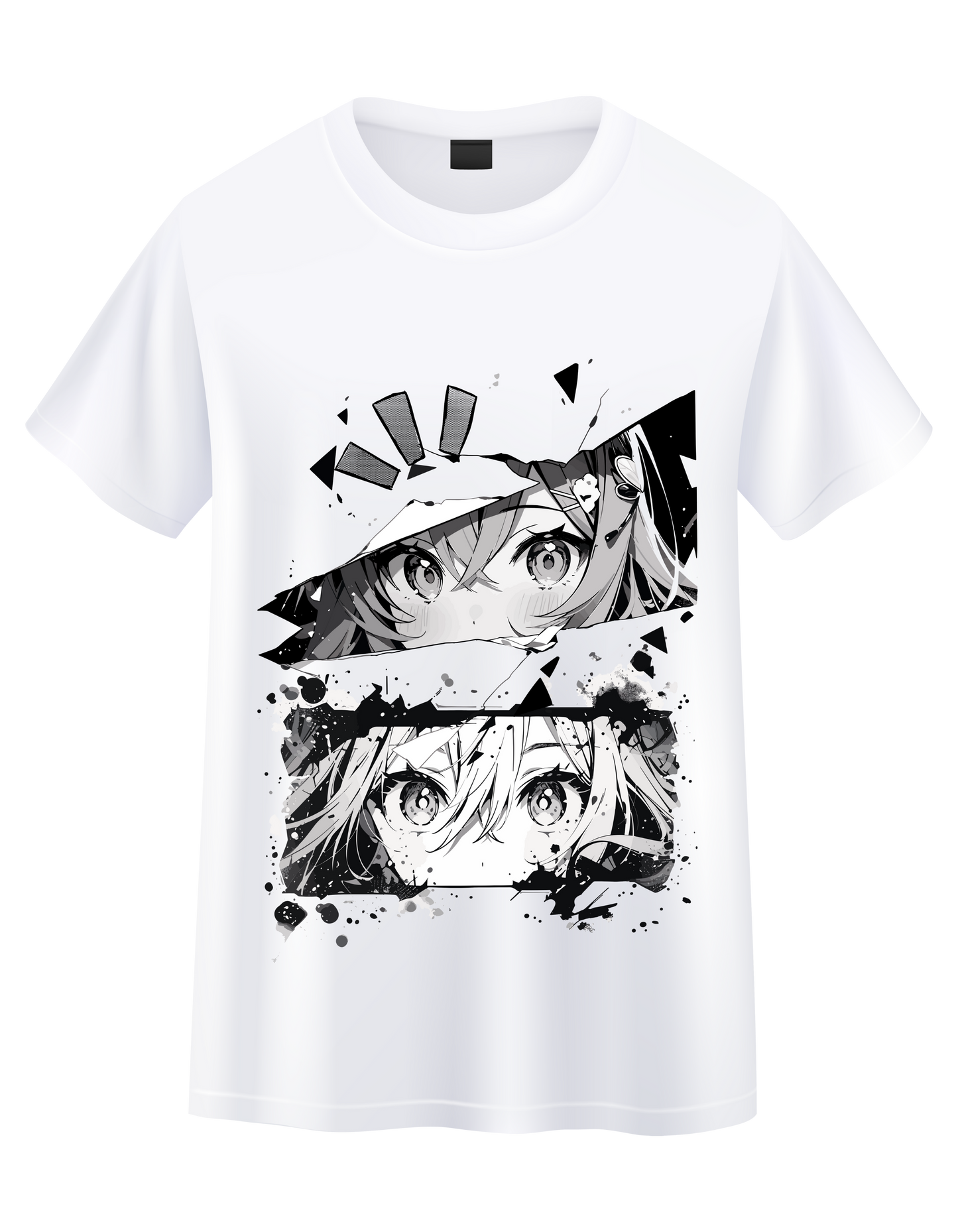 white unisex T-shirt with Manga design, Fluxaroo brand