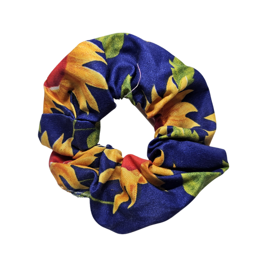 Scrunchies Blue Sunflowers