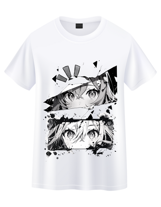 white unisex T-shirt with Manga design, Fluxaroo brand